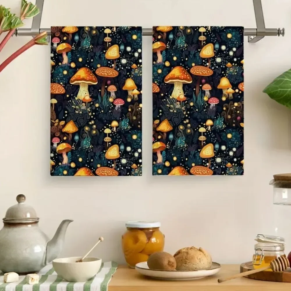Mushroom Towels, Kitchen Dish Cloths, Microfiber woodland